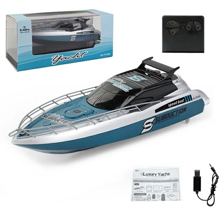 777-582 2.4G RC Submarine Model Mini Speed Boat Simulation Remote Control Aircraft Carrier Toy - Blue
