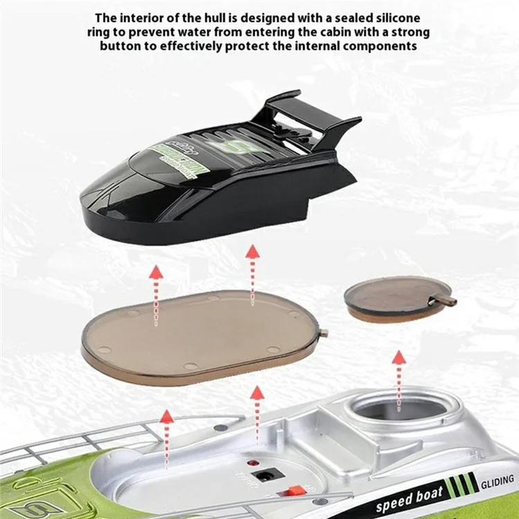 777-582 2.4G RC Submarine Model Mini Speed Boat Simulation Remote Control Aircraft Carrier Toy - Blue