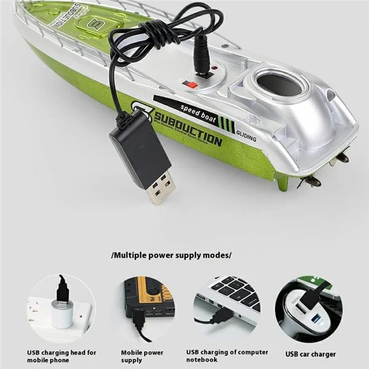 777-582 2.4G RC Submarine Model Mini Speed Boat Simulation Remote Control Aircraft Carrier Toy - Blue