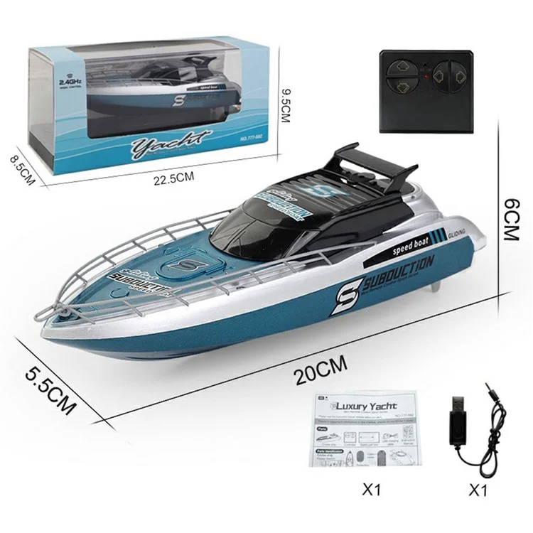777-582 2.4G RC Submarine Model Mini Speed Boat Simulation Remote Control Aircraft Carrier Toy - Blue