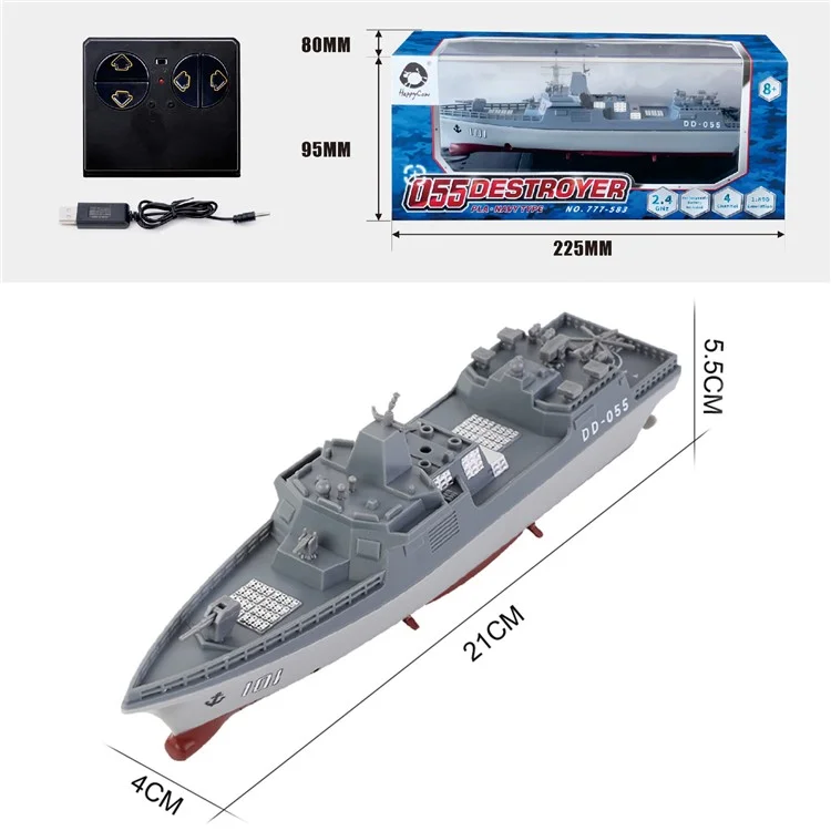 Bateau RC mini 777-583 2.4G électrique modèle d'aviation militaire haute vitesse télécommandé jouet destroyer bateau