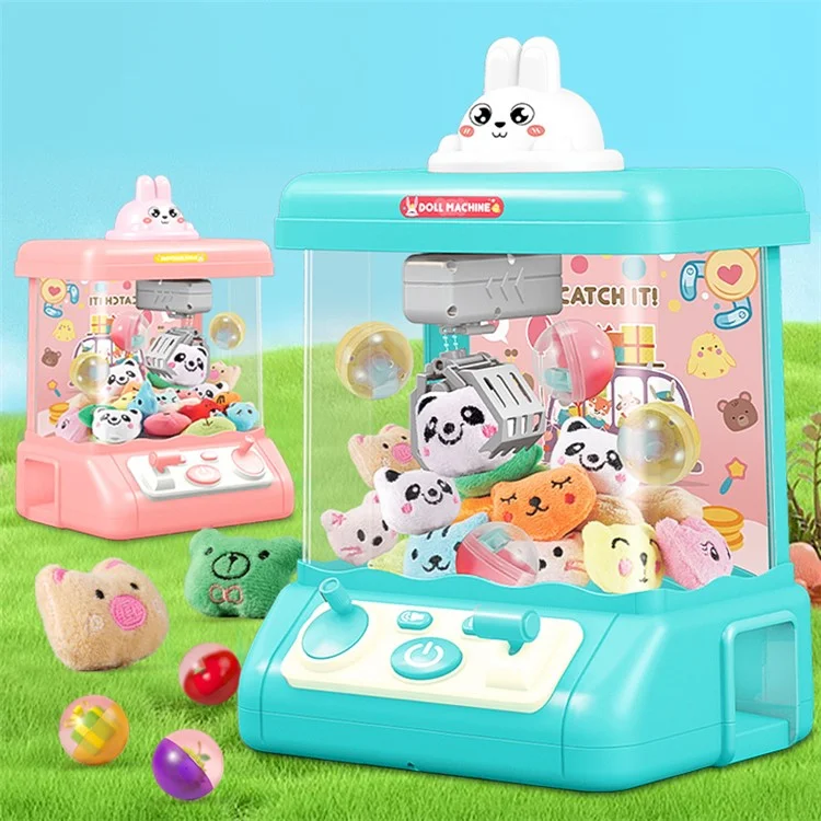 839B DIY Twist Egg Doll Machine Kids Play Game Mini Electric Grab Doll Machine with Light and Sound Children Toy Gift - Green