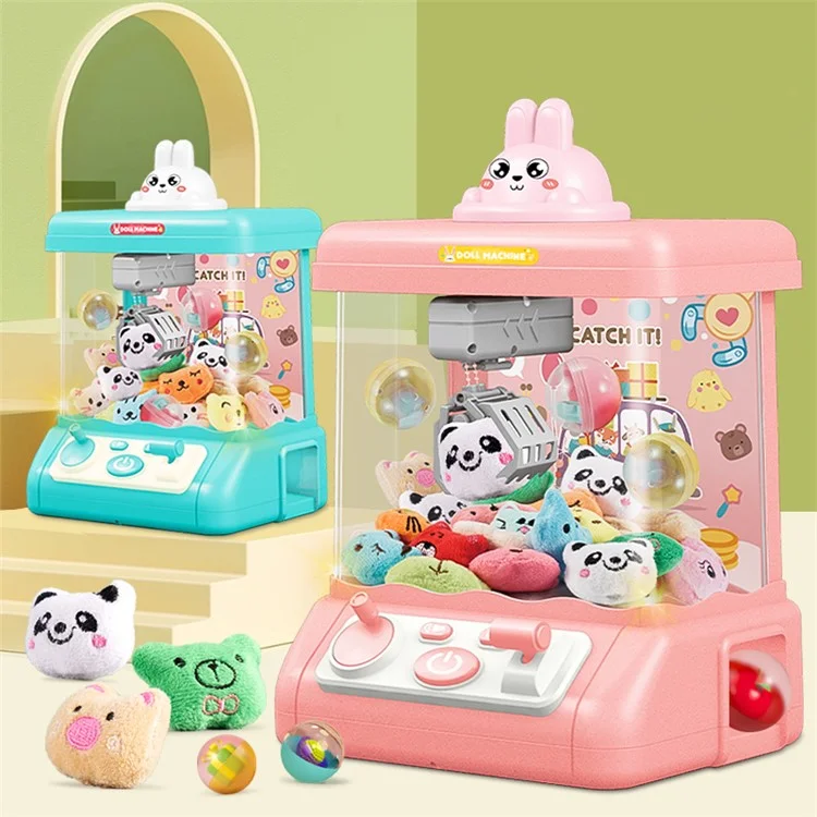 839B DIY Twist Egg Doll Machine Kids Play Game Mini Electric Grab Doll Machine with Light and Sound Children Toy Gift - Green