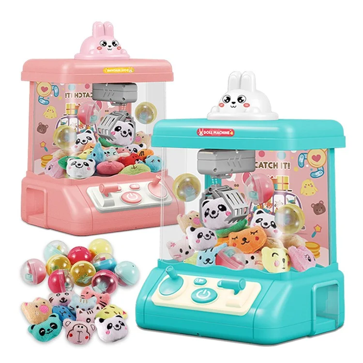 839B DIY Twist Egg Doll Machine Kids Play Game Mini Electric Grab Doll Machine with Light and Sound Children Toy Gift - Green