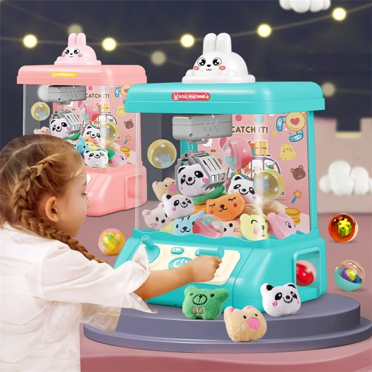839B DIY Twist Egg Doll Machine Kids Play Game Mini Electric Grab Doll Machine with Light and Sound Children Toy Gift - Green