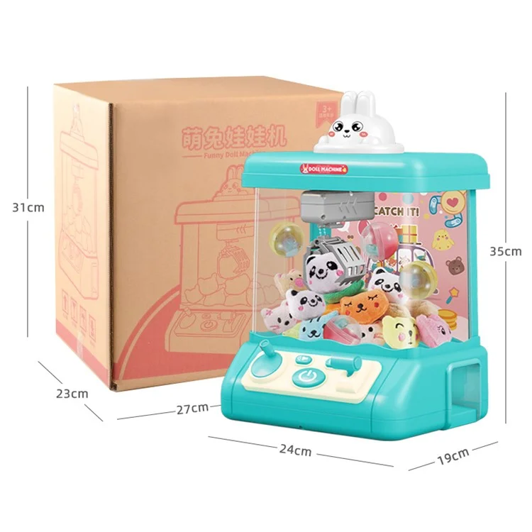839B DIY Twist Egg Doll Machine Kids Play Game Mini Electric Grab Doll Machine with Light and Sound Children Toy Gift - Green