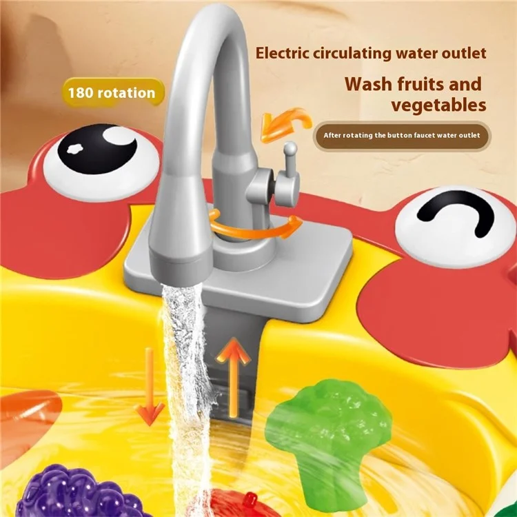 Juguete de Cocina Infantil Conjunto de Juegos de Agua Pretender Jugar Casa Simulación Lavavajillas Eléctrico - Cangrejo Rojo