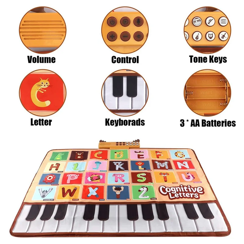 Musical Play Mat for Kids Piano Keyboard Dance Mat Crawling Mat Educational Toy
