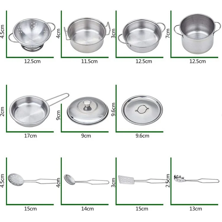 Kids Kitchen Playset 23Pcs Stainless Steel Mini Utensils Cutting Toys Cookware Set Role Play Chef Accessories