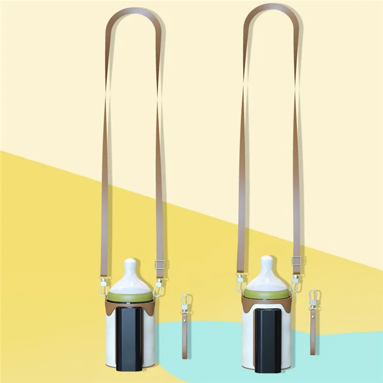 Calentador de Biberones Portátil para Exteriores - Bolsa Térmica para Calentar Leche de Bebé en Viajes, Talla L / Enchufe EU - Blanco+Marrón