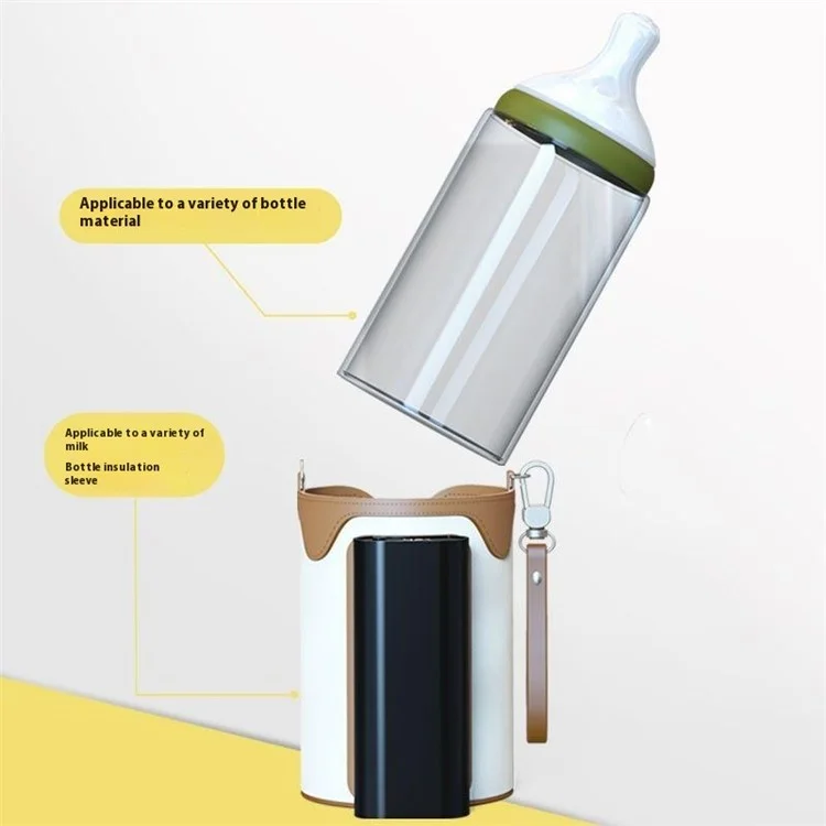Calentador de Biberones Portátil para Exteriores - Bolsa Térmica para Calentar Leche de Bebé en Viajes, Talla L / Enchufe EU - Blanco+Marrón