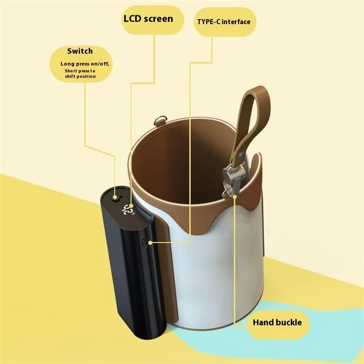 Calentador de Biberones Portátil para Exteriores - Bolsa Térmica para Calentar Leche de Bebé en Viajes, Talla L / Enchufe EU - Blanco+Marrón