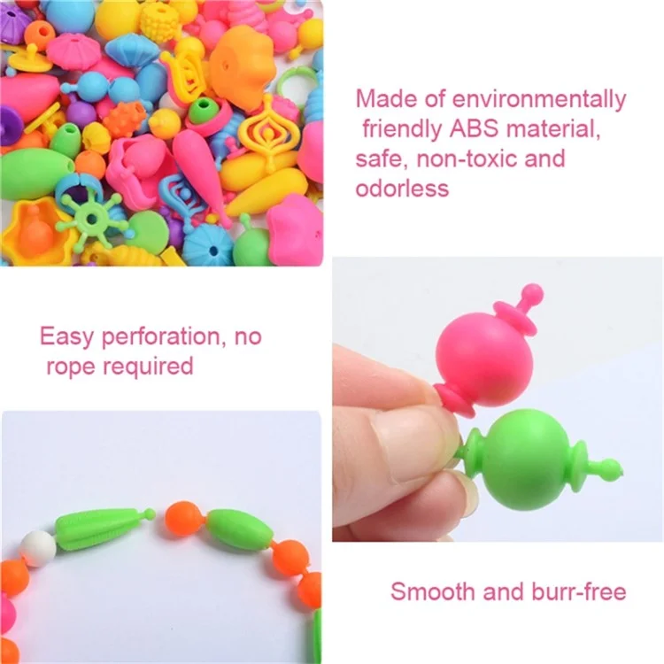 550Pcs ABS Pop Beads DIY Jewelry Making Kit Girls Educational Toy Bracelet Necklace Creative Craft Set - Pink Box
