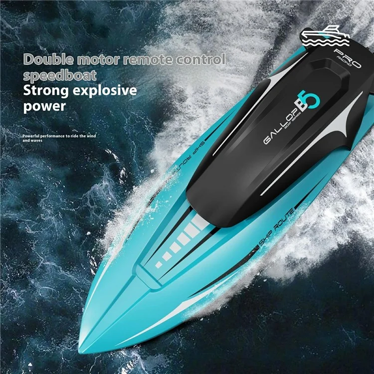 B5 RC Barca ad Alta Velocità Motoscafo 4 Canali 2.4G Modello di Yacht Elettrico Giocattolo per Divertimento Estivo sull'Acqua (Singola Batteria) - Blu