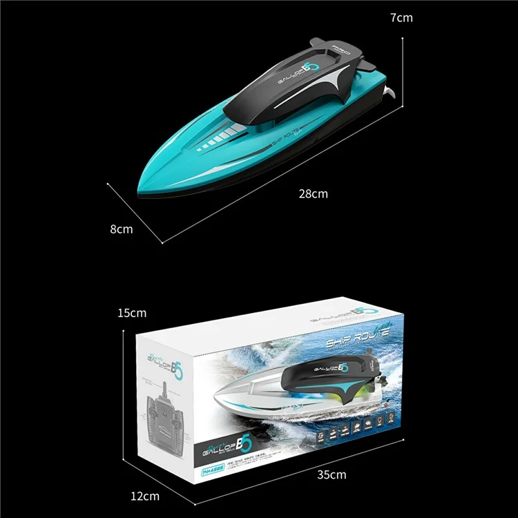 B5 RC Barca ad Alta Velocità Motoscafo 4 Canali 2.4G Modello di Yacht Elettrico Giocattolo per Divertimento Estivo sull'Acqua (Singola Batteria) - Blu
