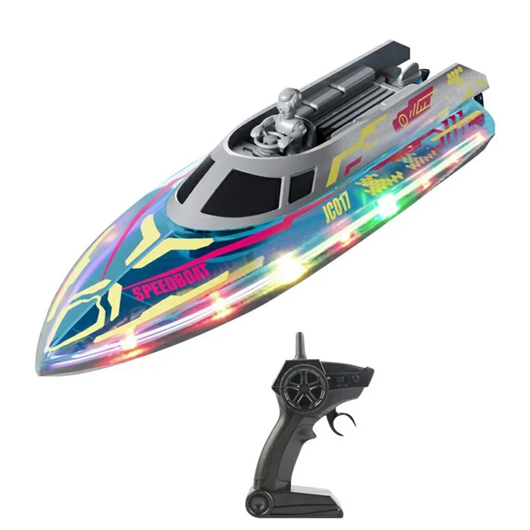 JC017 Bateau de course télécommandé à 2,4 G avec Figurine et Lumière LED, Télécommande portable (Certifié CE / CPC / ASTM / EN71 / CPSIA) - Bleu
