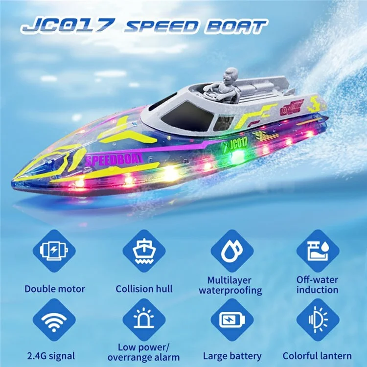 JC017 2.4G Remote Control Speedboat with Figurine and LED Light, Handheld Remote + Watch Remote (CE / CPC / ASTM / EN71 / CPSIA Certified) - Blue