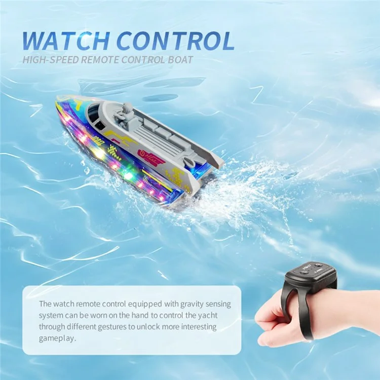 JC017 2.4G Remote Control Speedboat with Figurine and LED Light, Handheld Remote + Watch Remote (CE / CPC / ASTM / EN71 / CPSIA Certified) - Blue