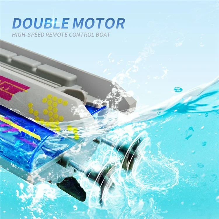 JC017 2.4G Remote Control Speedboat with Figurine and LED Light, Handheld Remote + Watch Remote (CE / CPC / ASTM / EN71 / CPSIA Certified) - Blue