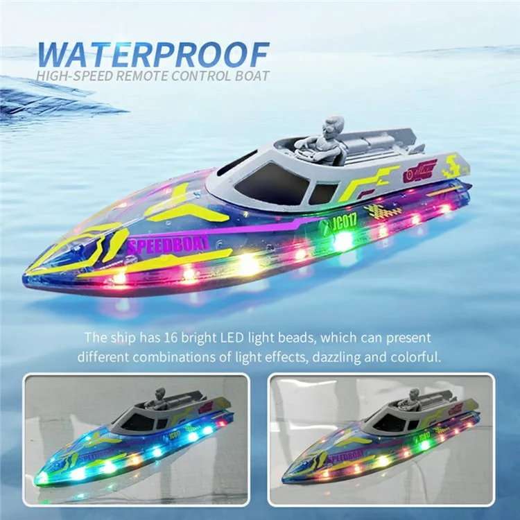 JC017 2.4G Remote Control Speedboat with Figurine and LED Light, Handheld Remote + Watch Remote (CE / CPC / ASTM / EN71 / CPSIA Certified) - Blue