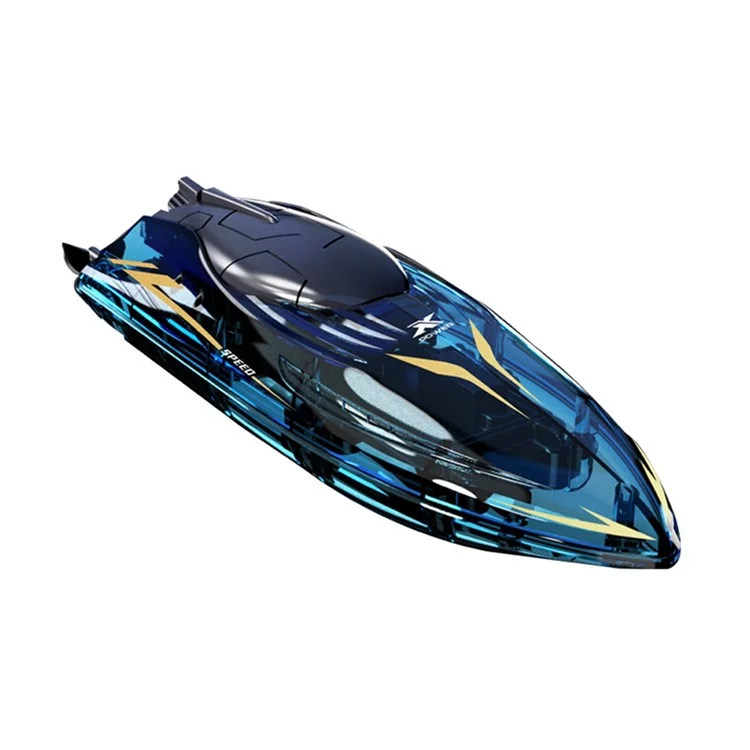 802 High Speed RC Boat 5 Channel Stunt Boat 2.4G Remote Control with LED Lights - Transparent Blue