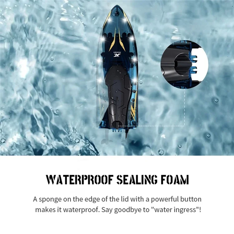 802 High Speed RC Boat 5 Channel Stunt Boat 2.4G Remote Control with LED Lights - Transparent Blue
