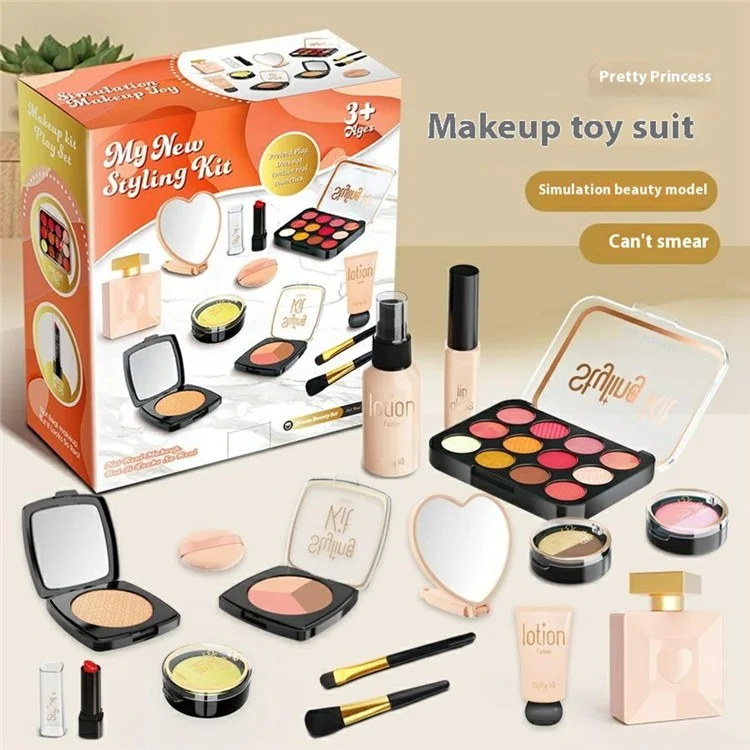 Juego de Maquillaje para Niños de 11 Piezas - Kit de Cosmética de Juguete para Juego de Roles con Accesorios de Belleza - Rosa