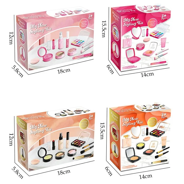 Juego de Maquillaje para Niños de 11 Piezas - Kit de Cosmética de Juguete para Juego de Roles con Accesorios de Belleza - Rosa