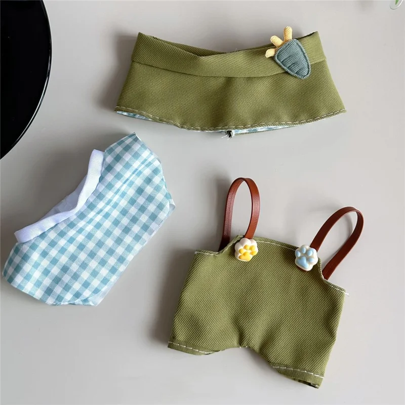 Doll Clothes Overalls Set with Hat for 17cm 1st  /  2nd  /  3rd Figures Outfit Accessories (No Doll)