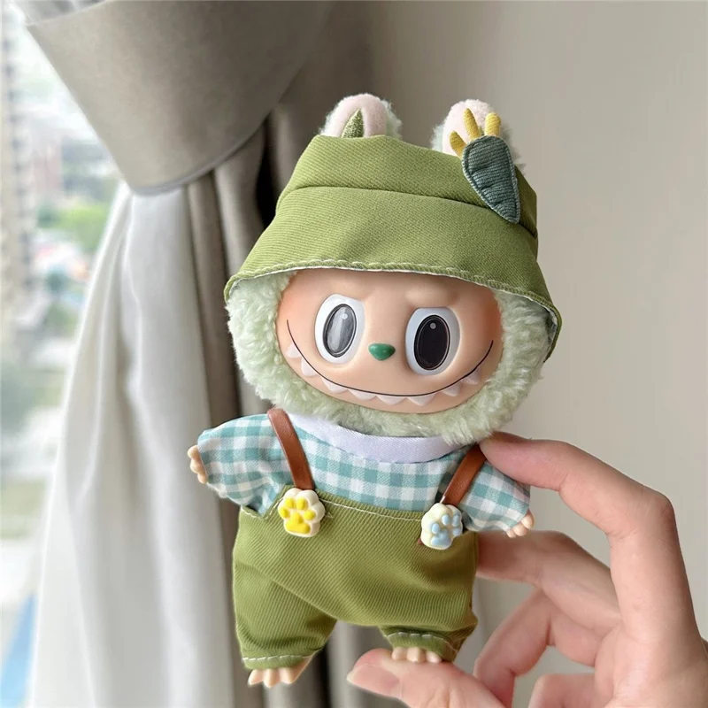 Doll Clothes Overalls Set with Hat for 17cm 1st  /  2nd  /  3rd Figures Outfit Accessories (No Doll)
