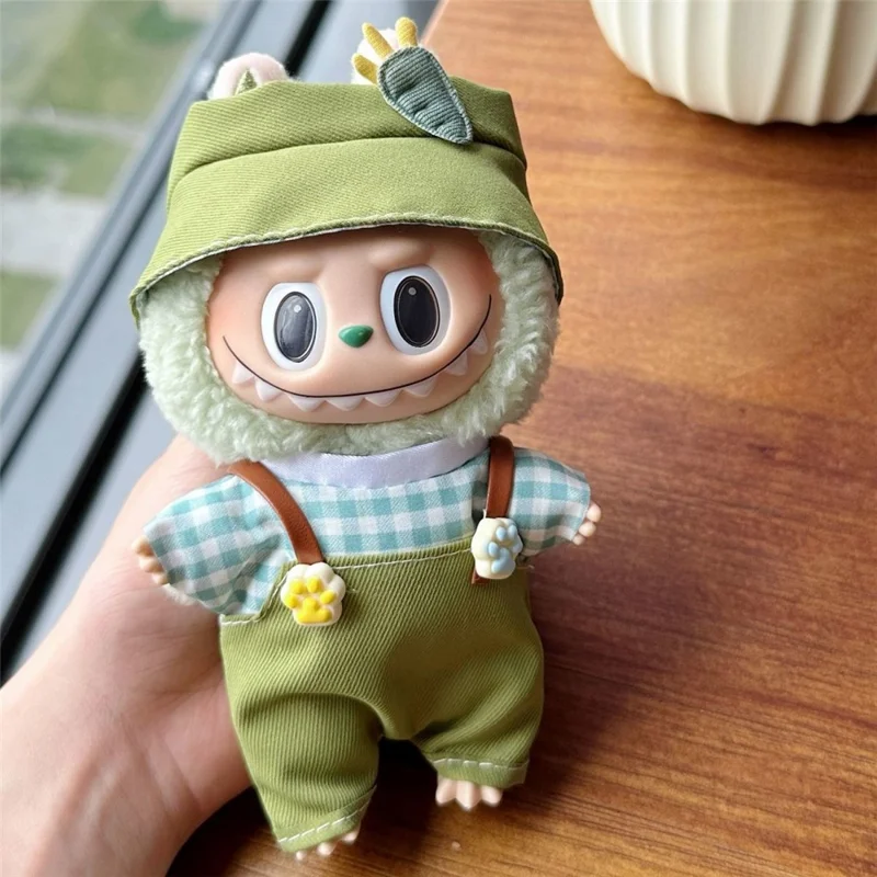 Doll Clothes Overalls Set with Hat for 17cm 1st  /  2nd  /  3rd Figures Outfit Accessories (No Doll)