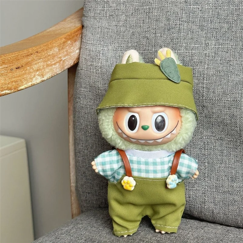 Doll Clothes Overalls Set with Hat for 17cm 1st  /  2nd  /  3rd Figures Outfit Accessories (No Doll)