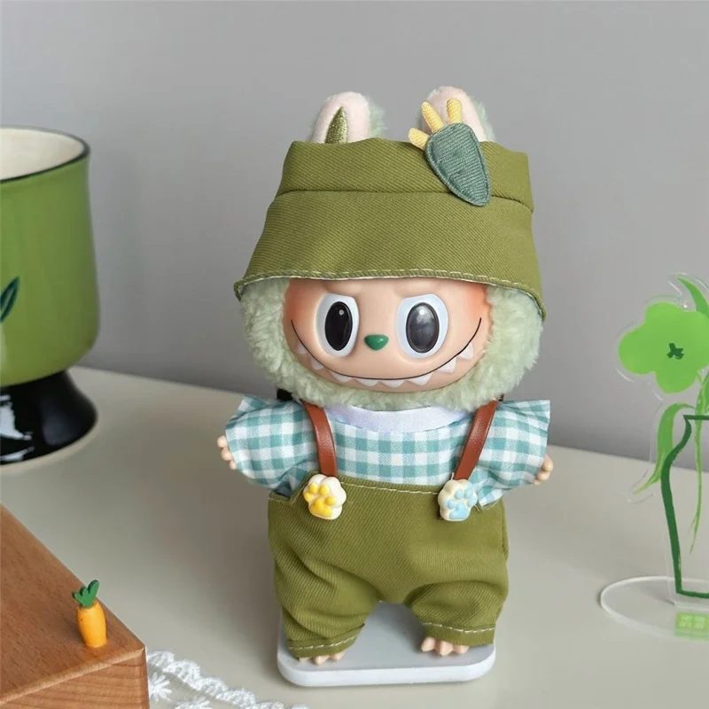 Doll Clothes Overalls Set with Hat for 17cm 1st  /  2nd  /  3rd Figures Outfit Accessories (No Doll)