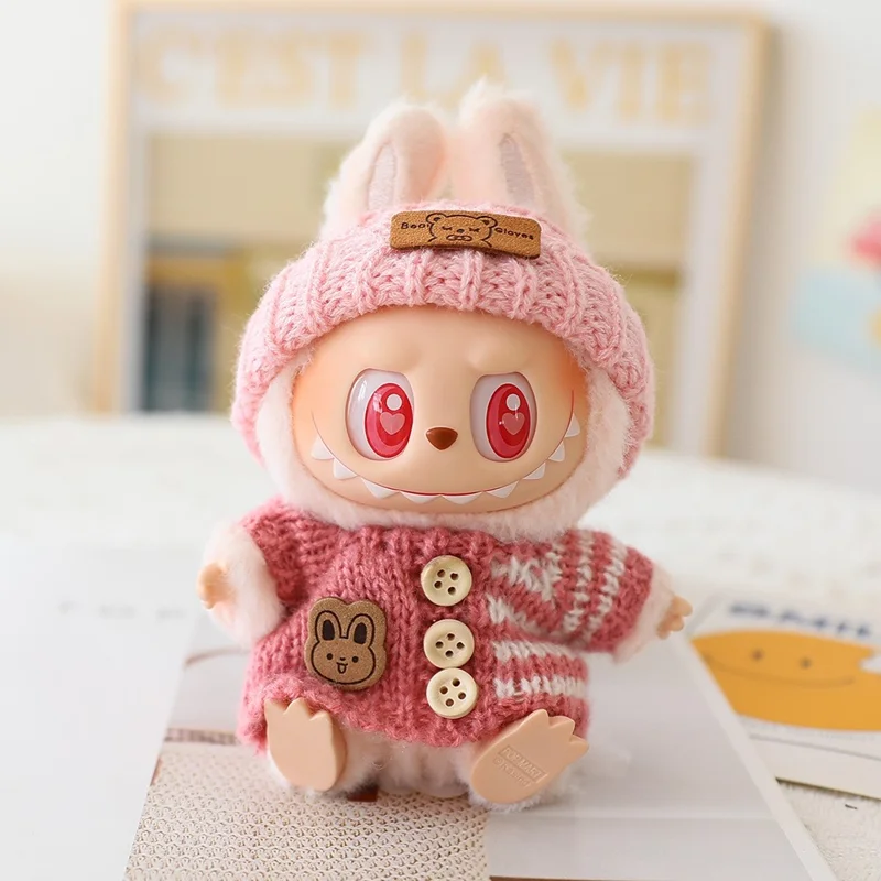 Knitted Sweater Set with Hat Doll Clothes Replacement Outfit for 17cm Figures 1st  /  2nd  /  3rd (No Doll) - Pink