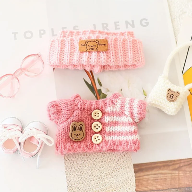 Knitted Sweater Set with Hat  /  Bag  /  Glass  /  Shoes Doll Clothes Outfit for 17cm Figures 1st  /  2nd  /  3rd (No Doll) - Pink