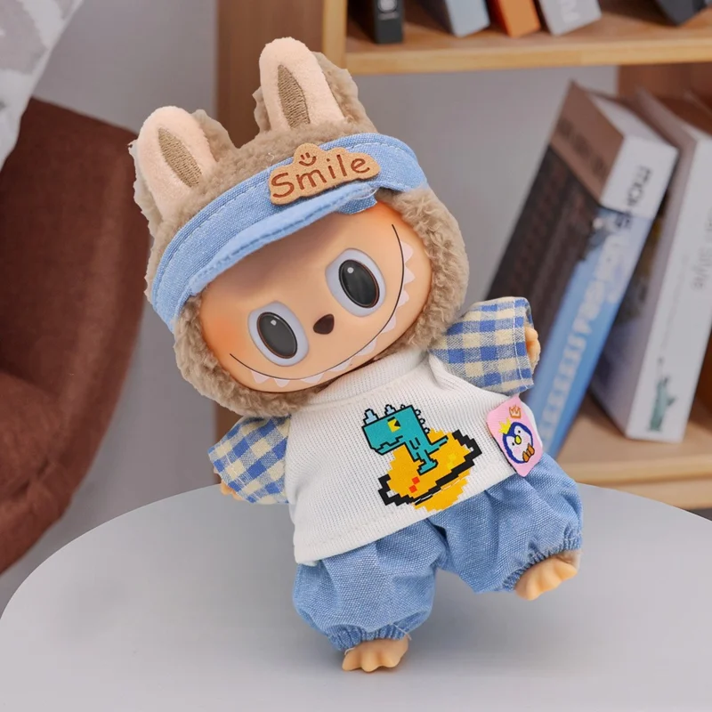 3Pcs Pants / Dress Set for Labubu Gen 1  /  2  /  3 17cm Collectible Figurines Mini Doll Changeable Costume - Style A