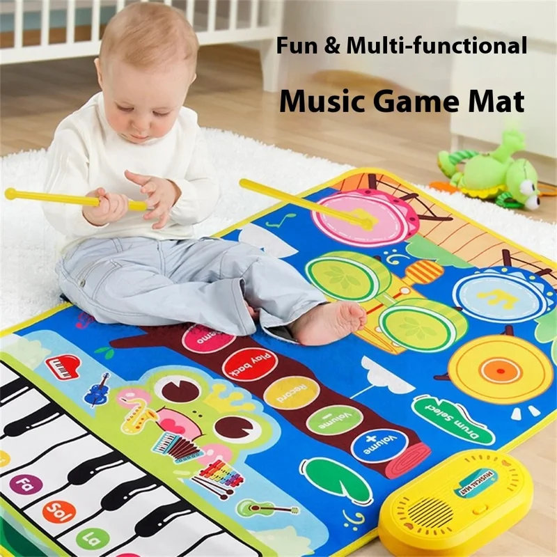 6612 3 in 1 Kids Musical Dance Mat Piano Drum Play Mat Educational Toy for Early Learning - Pink