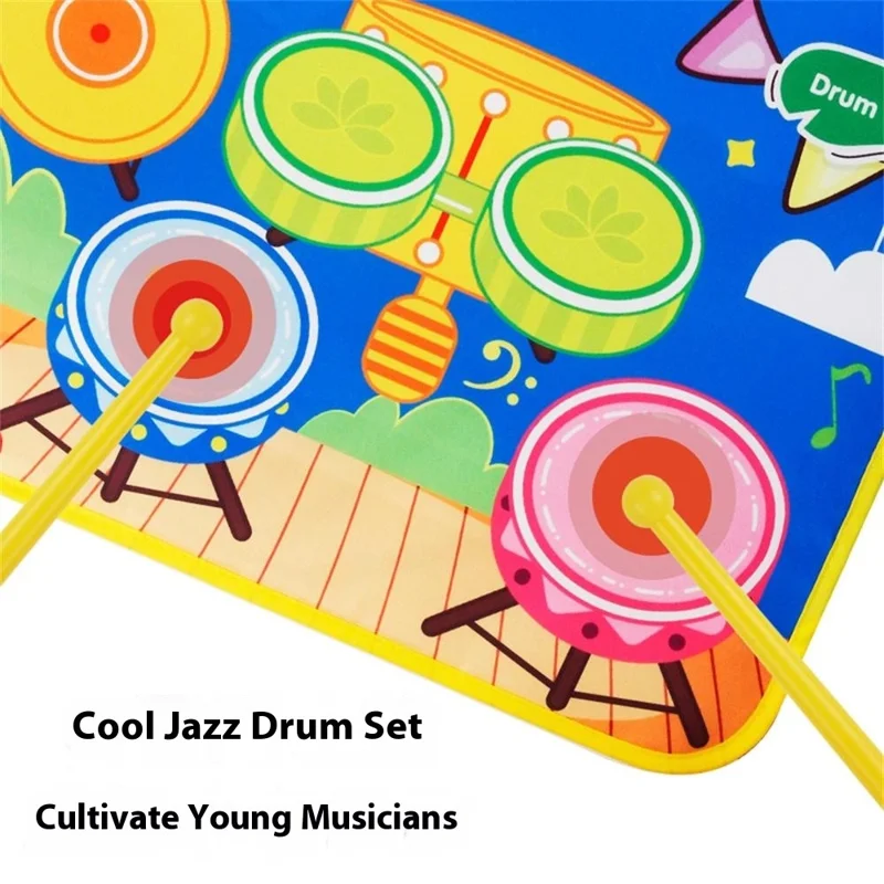 6612 3 in 1 Kids Musical Dance Mat Piano Drum Play Mat Educational Toy for Early Learning - Pink