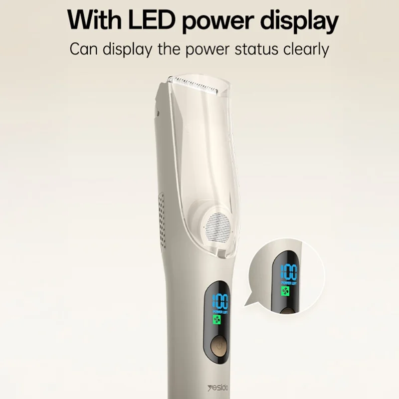 YESIDO MG19 For Children Hair Clipper with Smart Digital Display Cool Ceramic Blade 2 Speed Mode Hair Trimmer - White