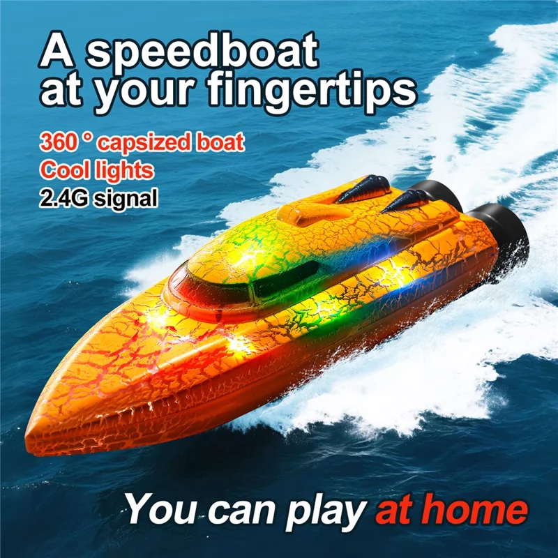 826 Radiocomando 2.4G Mini Barca Elettrica Radiocomandata con Luci LED Giocattolo per Bambini Regalo - Doppia Testa / Blu