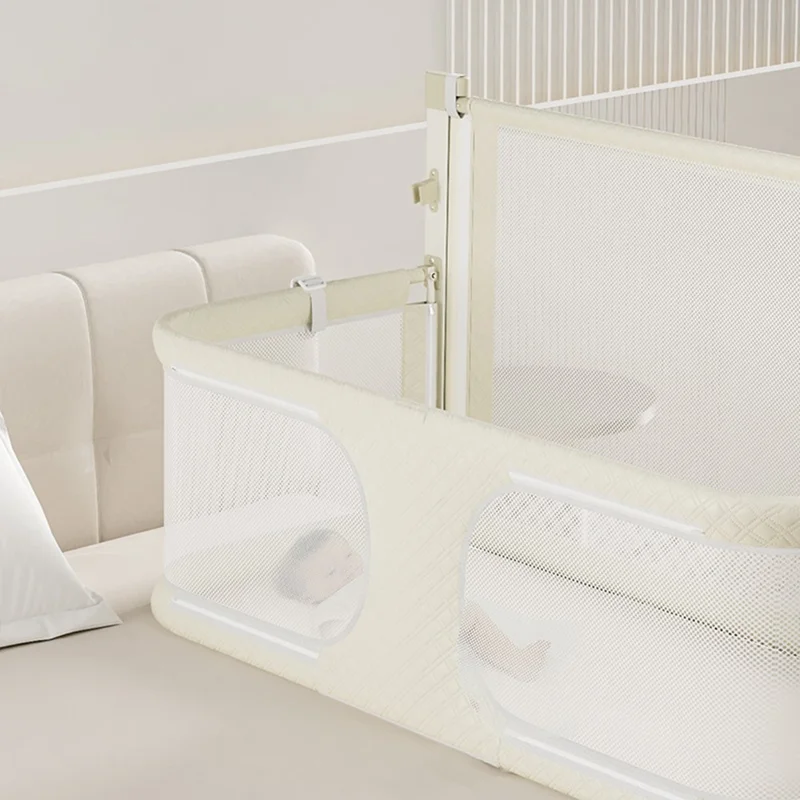 Baby Bassinet Bedside Sleeper Portable Crib Co-Sleeping Baby Bed Adjustable Height Foldable Infant Sleeper - White