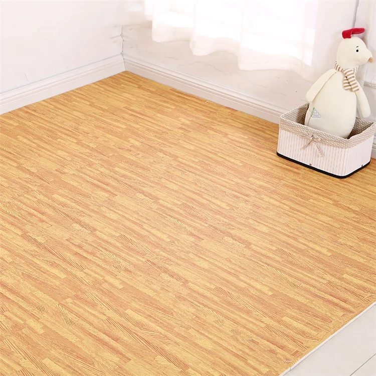 5Pcs 60*60*1.9cm Wood Grain EVA Floor Mat Sports Protection Gym Non-slip Soft Foam Puzzle Rug Children Crawling Mat - Light Color