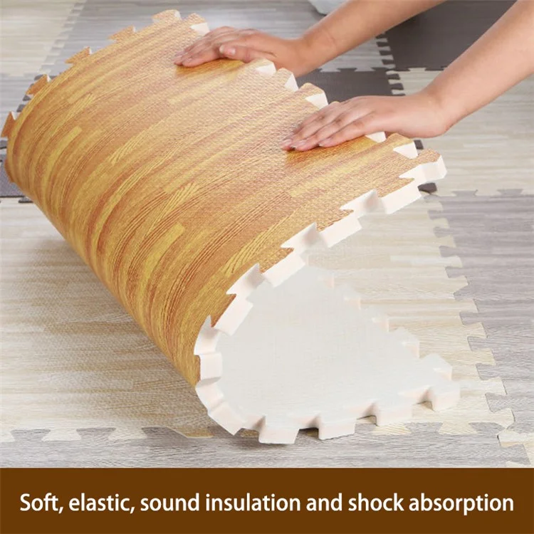 5 Stück 60*60*1,9cm Holzmaserung EVA Bodenmatten Sportschutz Gym rutschfeste weiche Schaumstoff-Puzzle-Teppich Kinderkrabbel-Matte - Weiß