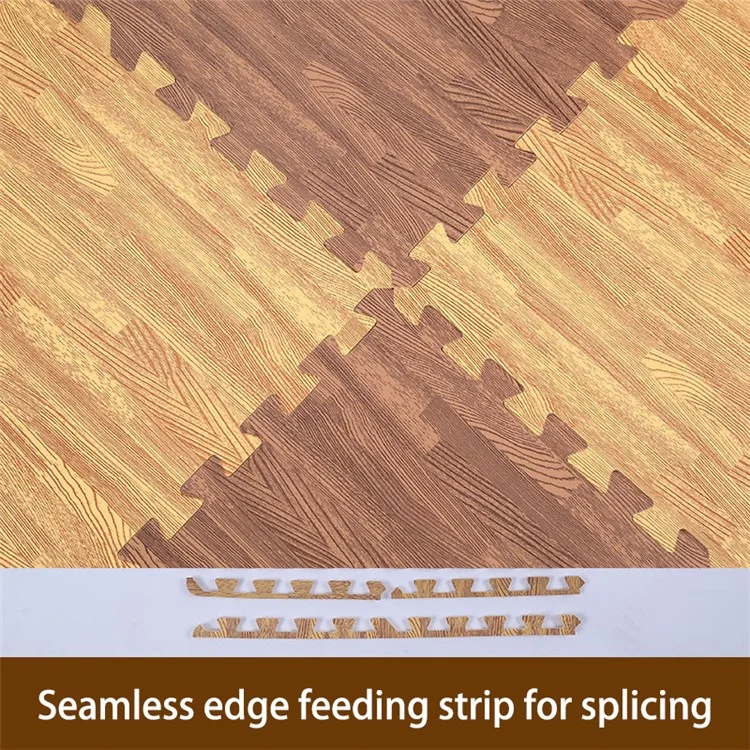 5 Stück 60*60*1,9cm Holzmaserung EVA Bodenmatten Sportschutz Gym rutschfeste weiche Schaumstoff-Puzzle-Teppich Kinderkrabbel-Matte - Weiß