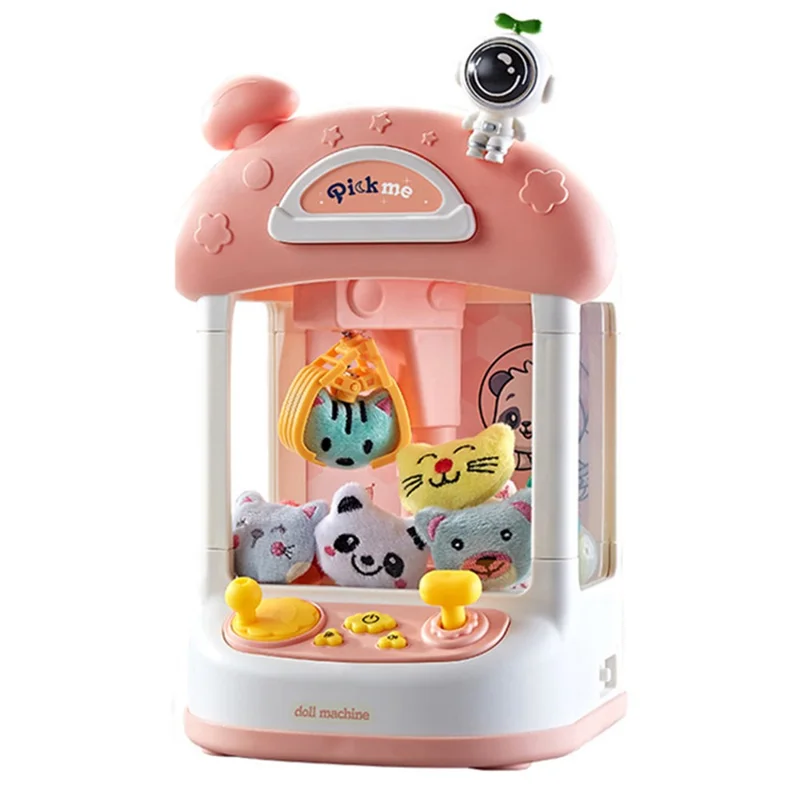 SJL6739 Claw Machine for Kids Spaceman Capsule Claw Game Prizes Toy 2 Power Supply Modes - Pink