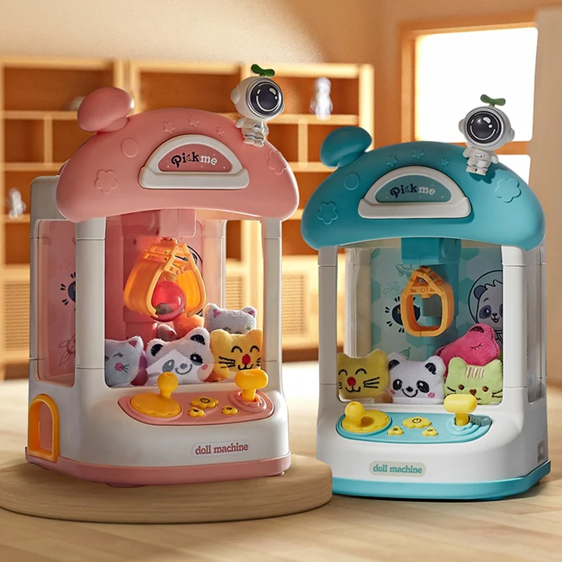 SJL6739 Claw Machine for Kids Spaceman Capsule Claw Game Prizes Toy 2 Power Supply Modes - Pink