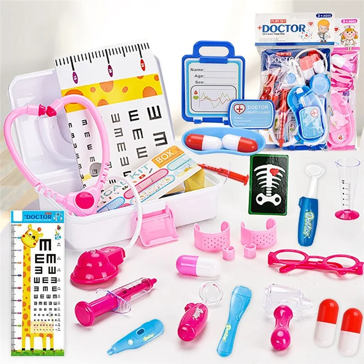 YQ4777-85 Simulation Arzt Medizinisches Spielzeug-Set Tragbares Rollenspielspielzeug für Kinder - Pink