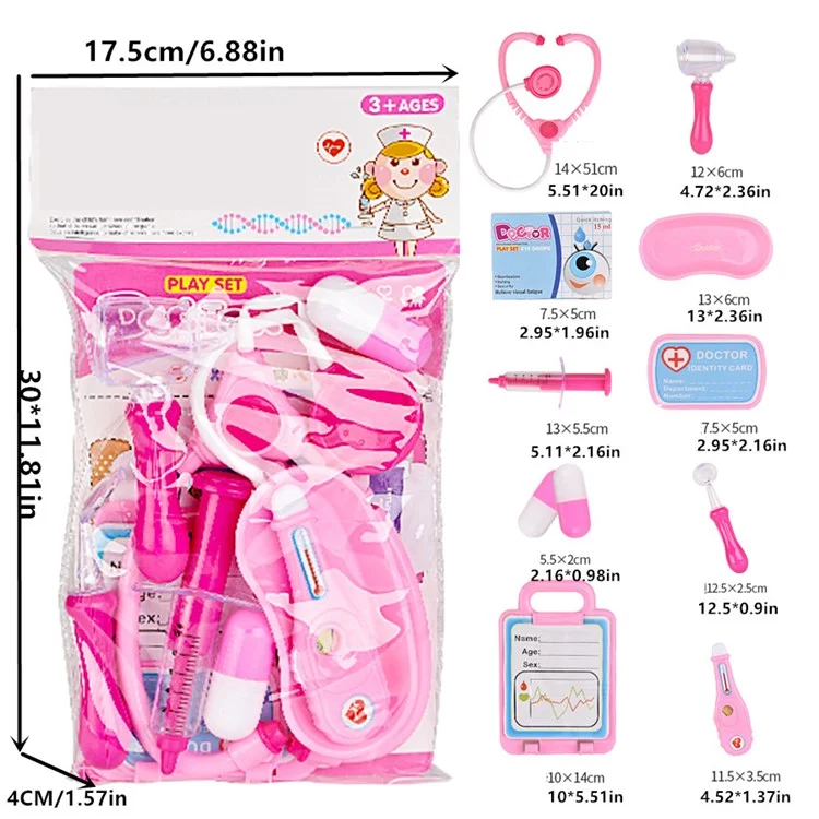 YQ4777-85 Simulation Arzt Medizinisches Spielzeug-Set Tragbares Rollenspielspielzeug für Kinder - Pink