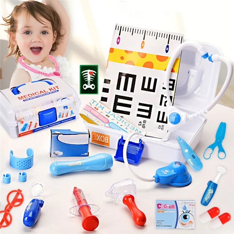 YQ4777-135 16-teiliges Kinder-Medizin-Set Spielzeug Tragbare Arzt-Rollenspiel-Spielzeug-Set mit Aufbewahrungsbox - Pink
