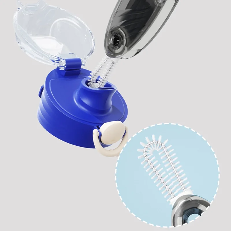 U-Shape 4-in-1 Multifunctional Cup Lid Brush Crevice Cleaning Brush Portable Feeding Bottle Brush - Black